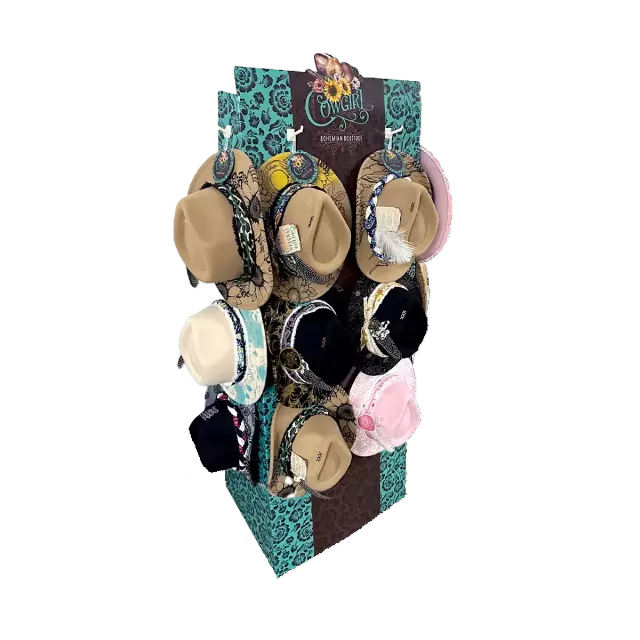 Cowgirl Hat Assortment Floor Display - 12 Pieces Per Retail Ready Display Kit 88538
