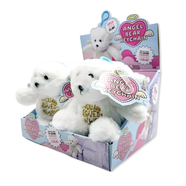 Emotional Support Angel Bear Plush Keychain - 6 Pieces Per Retail Ready Display 26445