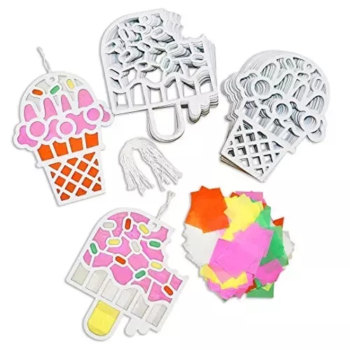 Popsicle Ice Cream Cone DIY Suncatcher Paper Crafts - 24 Pieces Per Pack KP4200