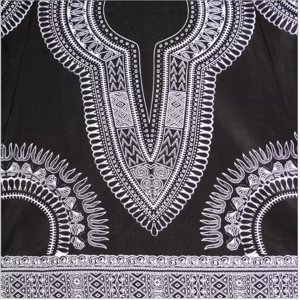 214 - Off-shoulder Dashiki Dress - ON SALE - $10.00 Each (3 pcs per pack) — Free Size / Black White