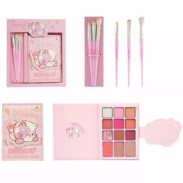 Kevin & Coco Macaroon Eyeshadow Palette With Brushes - Wholesale 6 Units (KC1481)