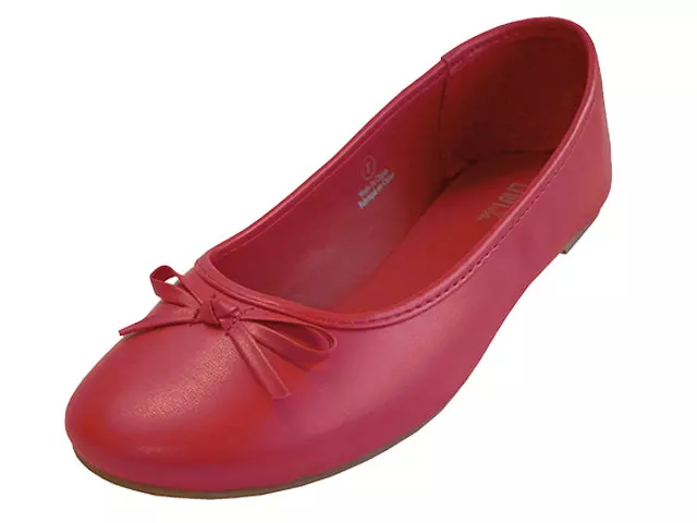 S8500L - Women's "Easy USA" Comfort Soft PU Upper Ballet Flat Shoes — Red (S8500L-Red) / 6-11 Assorted