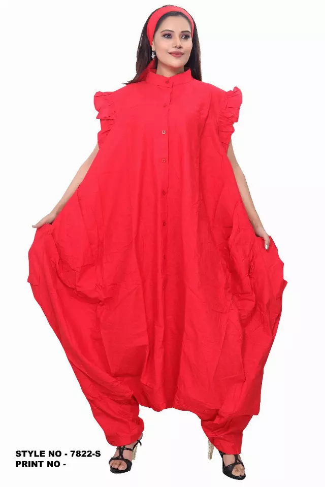 7822- Button Down Collared Short Sleeves & Side Pockets Jumpsuit (3 PCS PRE-PACK) - $25.00 Each (Copy) — One Size (4 - 26) / Red
