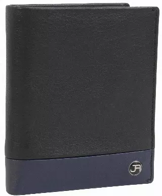 Jack Abrahams Goat Nappa Leather Bi-Fold Wallet with ID Window Black/Navy