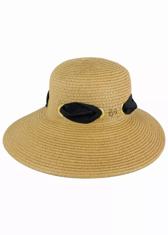 Adrienne Vittadini Straw Grommet Ribbon Floppy Hat — TOAST