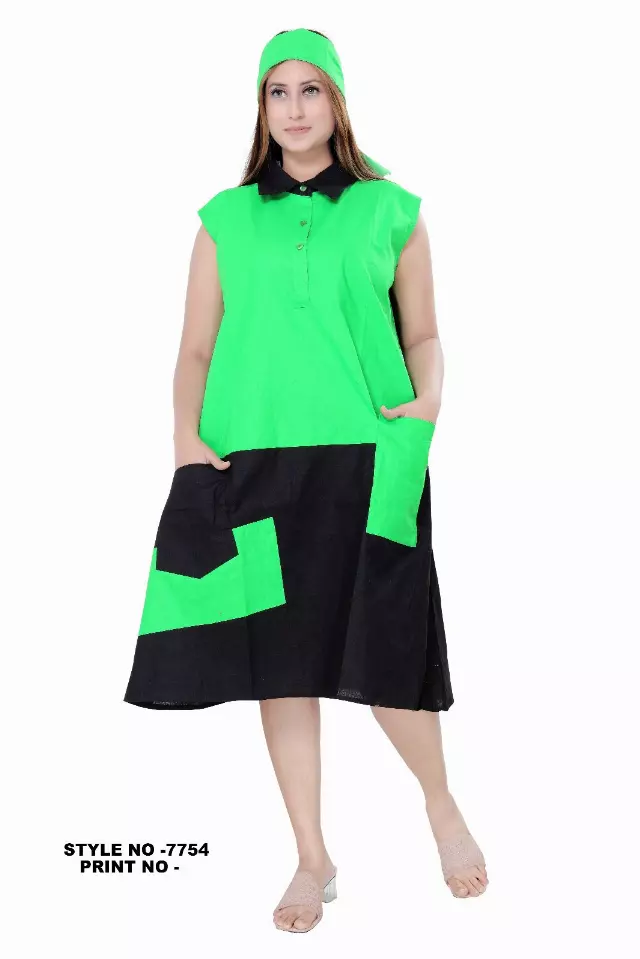 ON SALE!! 7754 Sleeveless Color Block Short Dress (3 PCS PRE-PACK) - $10.00 EACH — One Size (4 - 24) / Green