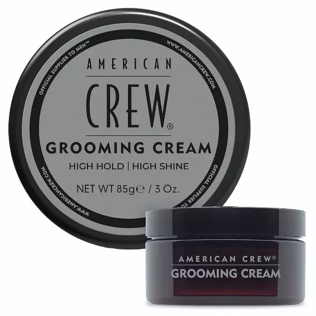 American Crew Men’s Grooming Cream, High Hold & High Shine, 3 oz | Conditioning cream that styles like hair gel for sleek, high-shine looks. Repels moisture to keep styles intact.