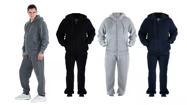 Men's Hooded Sweatshirt and Sweatpants 2 Pc Set-Open Stock Available- Style #MFJ601- $12.50/ Unit OPEN STOCK MINIMUM 12 PCS — L / Dark Grey