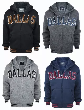 Men's Sherpa Lined Zip-Up Hoodie- DALLAS- Style #MFJ122-$12.90/Unit — S-2XL (WHOLESALE) / Navy
