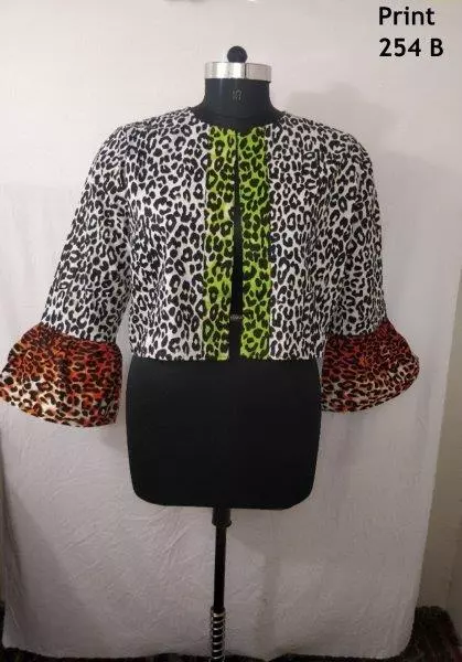 9030 - African Print Ruffle Sleeve Jacket (3/pk) Free Size - ON SALE!! $10.00 Each — Free Size / Print-254B
