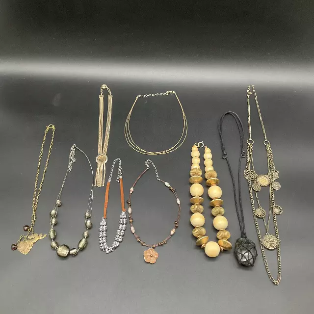 Fashion Costume Jewelry Lot of 9 Necklaces Statement Boho Rhinestone Beaded
