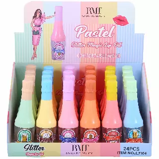 Romantic Beauty Pastel Glitter Magic Lip Oil - Wholesale Display 24 Units (L7164)