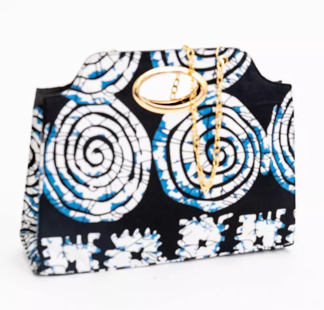 1007 - Ankara Snap Purse With a Crossbody Gold Chain (3/pk) - Free Size - $20.00 Each - NEW PRINTS ADDED! — Free Size / 632