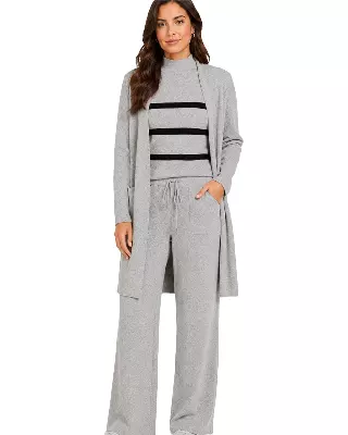 Women's 3-Piece Ribbed Knit Loungewear Set #105 — Grey / S/M-L/XL