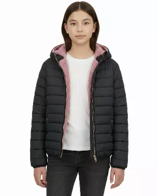 Girls' Reversible Jacket With Sherpa Lining #97 — Beige / 7-8-10-12-14