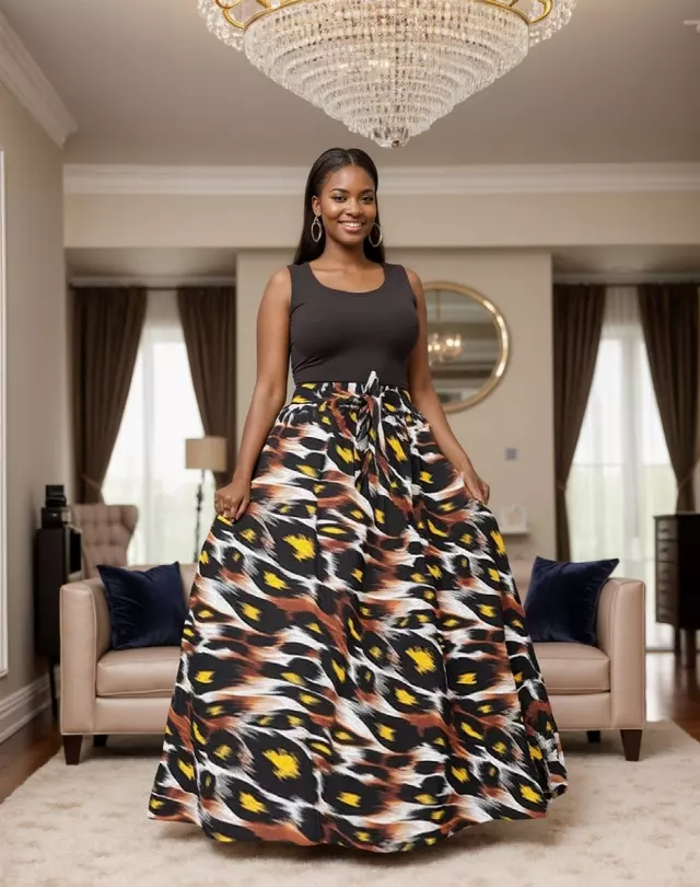 6011A - NEW PRINT ALERT!! - Three Panel Elastic African Print Skirt (3/Pk) - Free Size - $12.00 Each — Free Size / Print-559