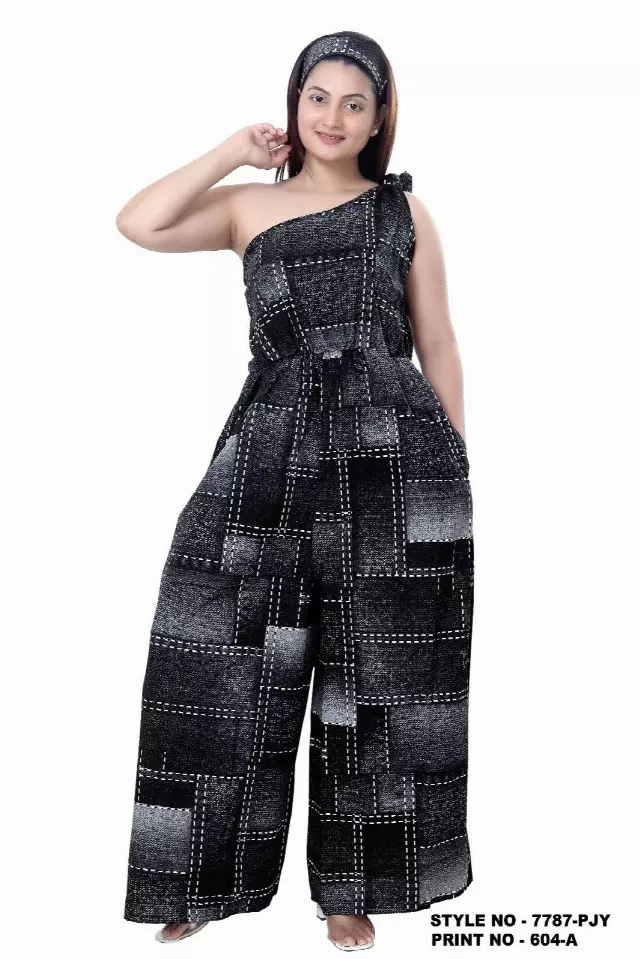 7787 PJ - Side Shoulder African Wax Jumpsuit (3 PCS PRE-PACK) - $25.00 Each — One Size (4 - 26) / Print-604A