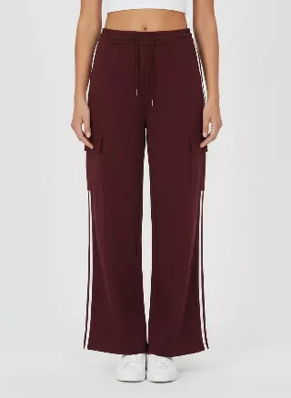 Women's Wide-Leg Cargo Pants #02 — Burgundy / S-M-L-XL