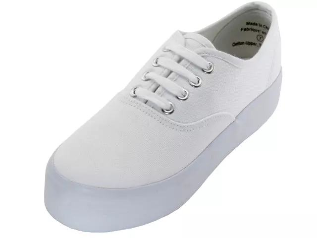U777L - Women's Lace Up Platform Canvas Shoes — White (U777L-W) / 7-10 Assorted