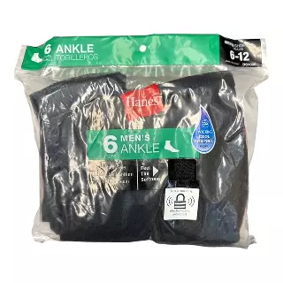 #9-H-44670 Men’s Hanes Ankle Socks – $3.40 Per 6 Pair Pack (18 Packs)