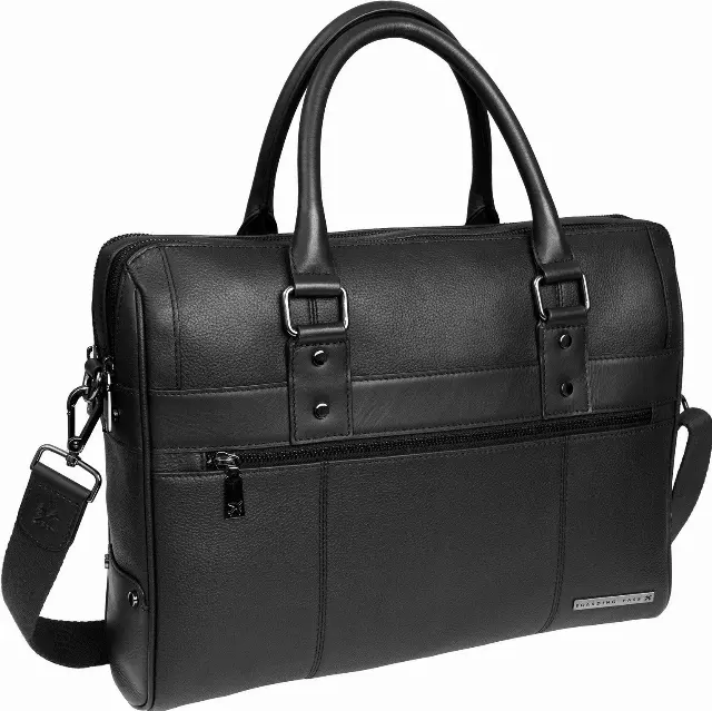 Boarding Pass The Gotham 18" Pebble Grain Genuine Leather Briefcase - Black