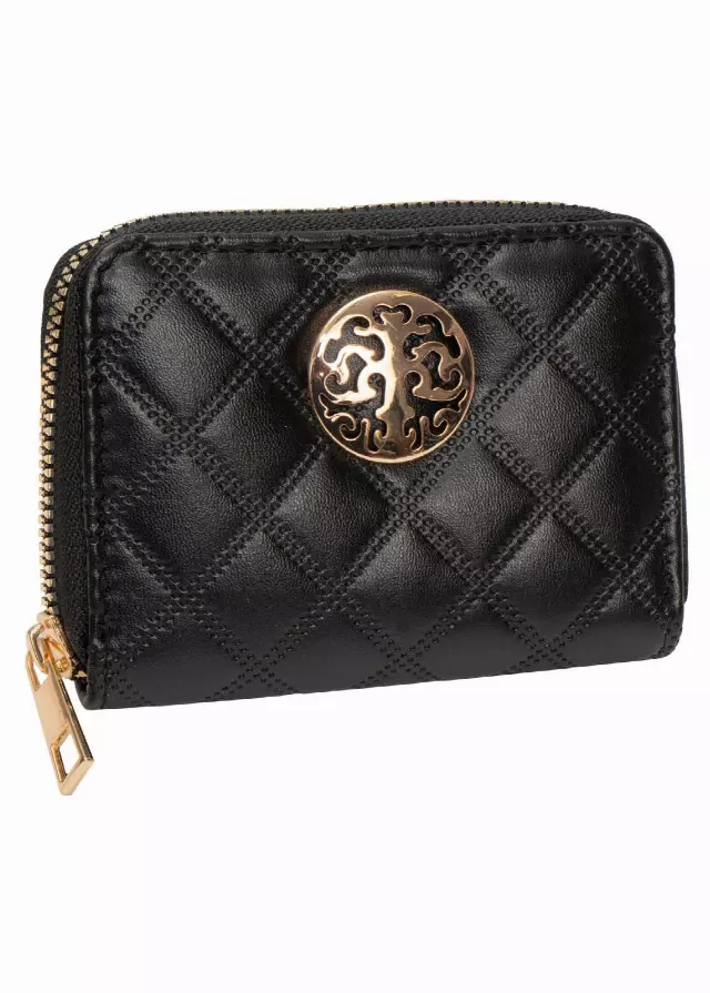 Rebecca & Rifka Smooth Diamond Quilt Medallion Zip Accordion Wallet