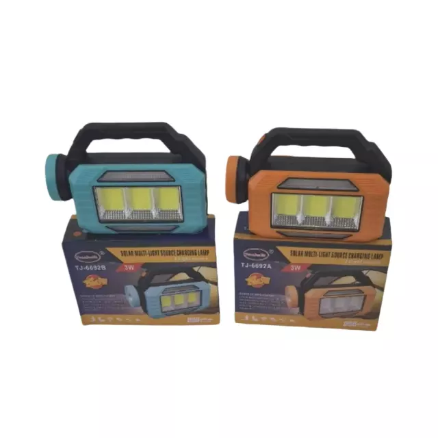 Familicasa - 3W Solar LED Work Lamp – Portable USB Rechargeable Light with Side Spotlight & Handle