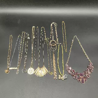 Mixed Fashion Jewelry Lot 12 Necklaces Gold Tone Statement Tassel Gameday Boho