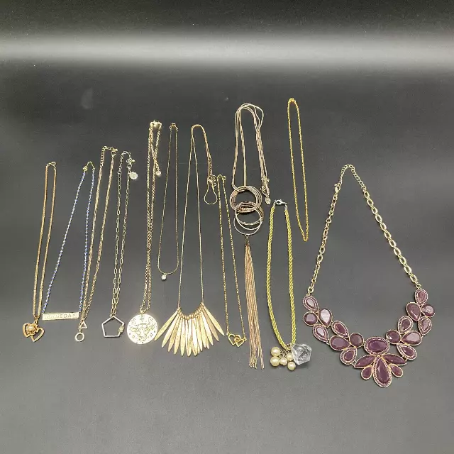 Mixed Fashion Jewelry Lot 12 Necklaces Gold Tone Statement Tassel Gameday Boho