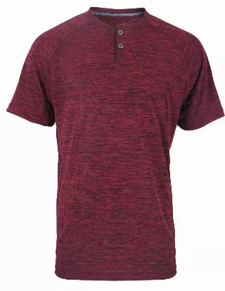 Men's Performance Henley Shirt w/ Mélange - Style #LHT9- $7.50 /Unit MINIMUM 24 PCS - PLEASE SEE DESCRIPTION - S-2XL — Burgundy