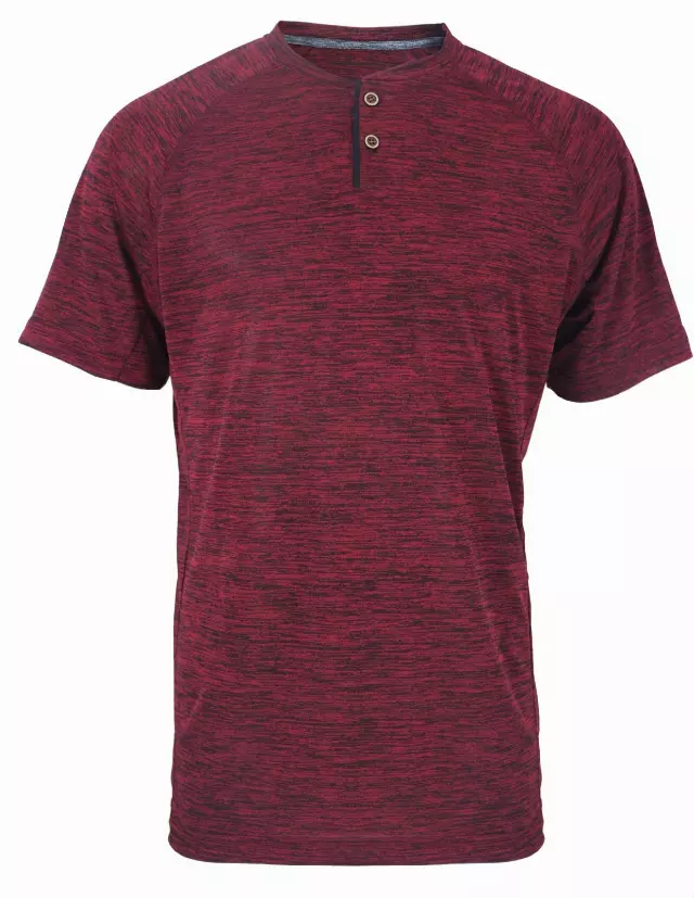Men's Performance Henley Shirt w/ Mélange - Style #LHT9- $7.50 /Unit MINIMUM 24 PCS - PLEASE SEE DESCRIPTION - S-2XL — Burgundy