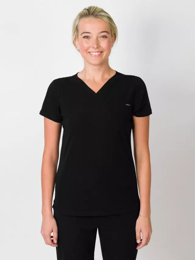 Camilla | Slim 1 Pocket Scrubs Top — Black / 2XL