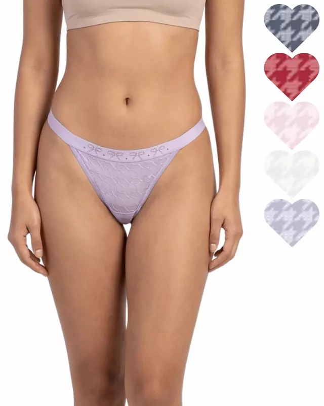 Leila Thong 5-Pack Panties — Purple / M