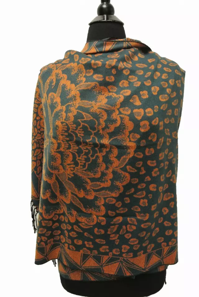0969 Pattern Premium Pashmina — Teal