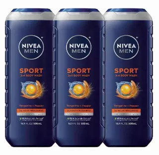 NIVEA MEN Sport 3-in-1 Body Wash, Mulitpack, 3 x 16.9 FL OZ