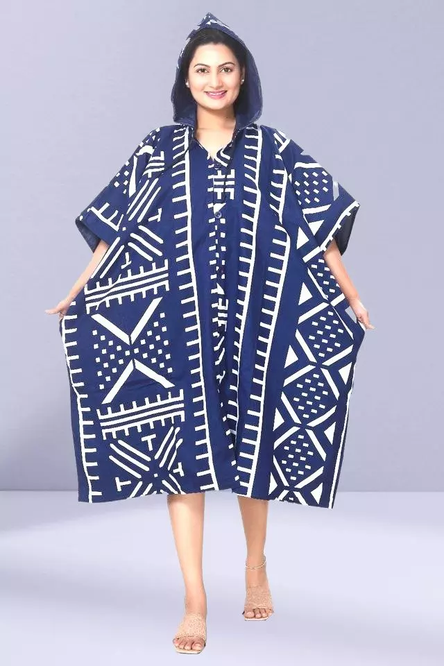 ON SALE!! 7854D 100% COTTON / DENIM PONCHO WITH HOODIE (3 PCS PRE-PACK) - $10 EACH — One Size (4 - 24) / Print-634C