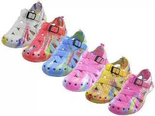 S2112 - Wholesale Women's Tie-Dyed Light Weight Super Soft Velcro Sandal Clogs