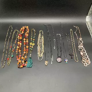 Vintage to Modern Mixed Costume Jewelry Lot 1lb 13 Necklaces Guess Beaded