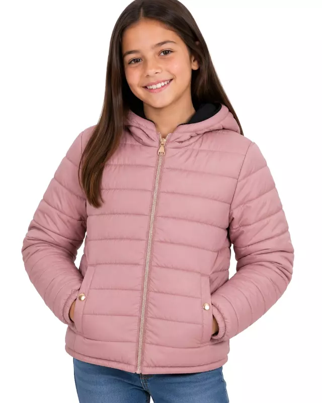 Girls' Reversible Jacket With Sherpa Lining #97-26 — Mauve/Black / 4-5-6-6X