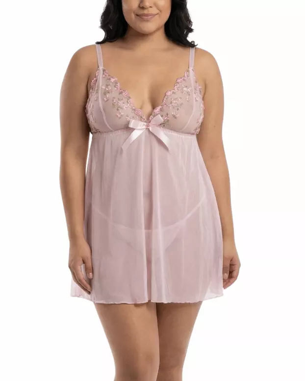 Rosalinda Plus Babydoll — Pink / 1X