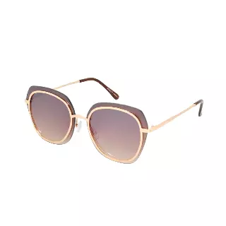 Oversized Dual-Tone Metal Sunglasses with Multi-Layered Frame TD10328