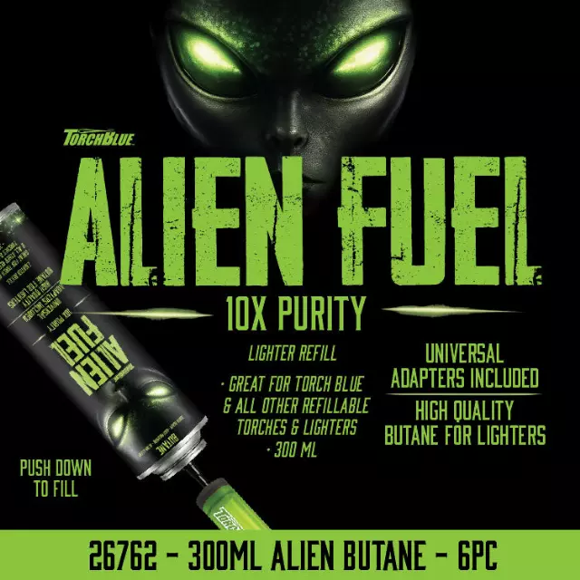 300ML Torch Blue Alien Butane Fuel - 6 Pieces Per Retail Ready Display 26762