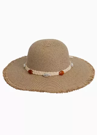 Magid Seashell Beaded Straw Frayed Brim Floppy Hat — TOAST