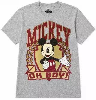 DISNEY MICKEY MOUSE OH BOY T-SHIRT HEATHER GREY
