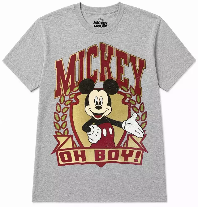 DISNEY MICKEY MOUSE OH BOY T-SHIRT HEATHER GREY
