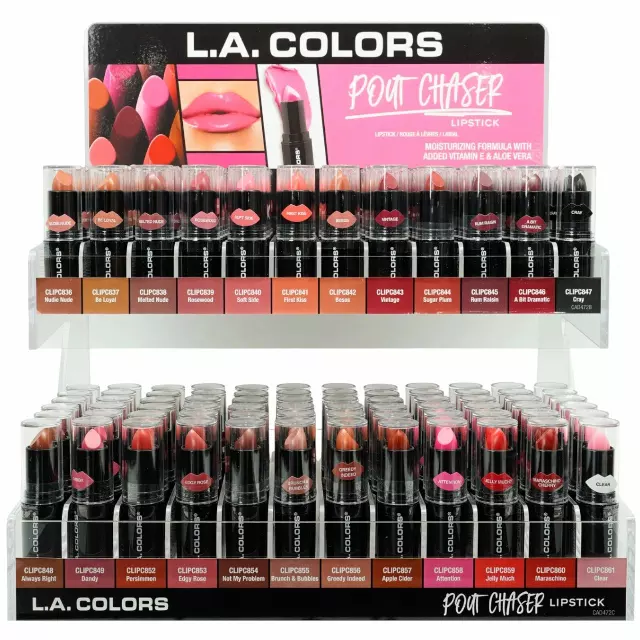 L.A. Colors Pout Chaser Lipstick - Wholesale Display 276 Units (CAD472.1)