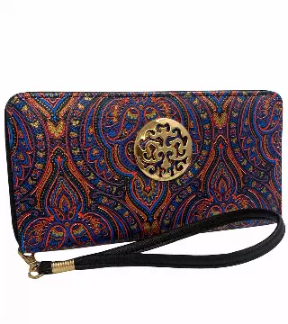 Rebecca & Rifka Paisley Print Medallion Zip Wristlet Wallet — BLUE/MUL