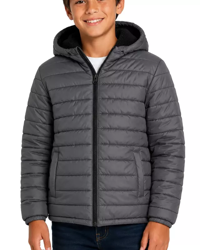 Boys' Reversible Jacket With Sherpa Lining #26 — Grey / 4-5-6-7