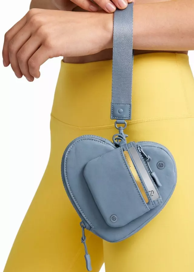 Joan & David The Hold-All Sport Nylon 3 Piece Set Heart Zip Pouch, Card Case & Lanyard Key Chain — 136-DENIM