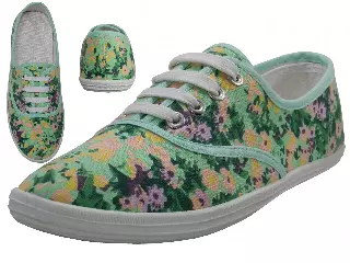W3027 - Wholesale Women's "Easy USA" Casual Print Canvas Lace Up Shoes